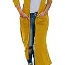 HZSONNE Women's Boho Long Casual Cardigan Long Sleeve Button Down Front Pocket Knitted Sweater Blouses (Yellow, XX-Large)