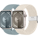 Lerobo 2 Pack Stretchy Solo Loop Compatible with Apple Watch Band 38mm 40mm 41mm 42mm  Women Men,Braided Sport Strap Wristband for iWatch 