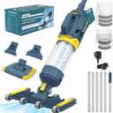 Vucaki 5-in-1 Handheld Pool Vacuum with 10.8FT Telescopic Pole – 14" Wheel Vacuum Head, 18.9GPM Suction, 70Min Runtime, Heavy Duty Pool Vacuum Cleaner for Inground & Above Ground Pools and Spas