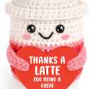 Teacher Appreciation Gifts for Women Teachers, Handmade Crochet Latte Figure with Thanks A Latte for Being a Great Teacher Message Sign, End of Year Thank You & Retirement Gift from Students