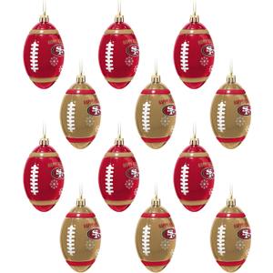FOCO San Francisco 49ers NFL 12 Pack Football Ornament Set