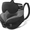 YFONG Travel Pillow for Long Flight Airplane, Head Strap Combo with 3D Contoured Sleep Eye Mask, Neck Pillow for Travel Essential, 360 Support Memory Foam Headrest, Prevent Bobbing, Drawstrap - Black