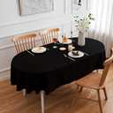Oval Tablecloth 54 x 72 Solid Black Polyester Table Cloths Washable Fabric Table Cover for Dining Table Water Resistant Outdoor Table Cloth
