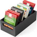 DRASTAR Pantry Organization and Storage Bins, Seasoning Packet Organizer with Removable Dividers,Wooden Storage Caddy for Kitchen, Pantry, Cabinet, Countertop, Black