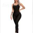 KIWI RATA Womens Sexy Bodycon Backless Jumpsuit Workout One-Piece Cacual Sculpted Bodysuit Sport Romper (Black, XL)