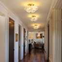 Semi Flush Mount Ceiling Light Fixture Vinatge Gold Ceiling Lights Mid Century Modern Clear Glass Close to Ceiling Lighting Fixtures for Bedroom Hallway Foyer Bathroom Kitchen Laundry Room Nursery