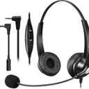 Callez Cordless Phone Headset with Noise Cancelling Mic & Volume Controls, 2.5mm Telephone Headphone Compatible with Panasonic VTech AT&T Cisco SPA Uniden RCA Dect Phones for Call Center Office Home (Black)