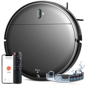 Robot Vacuum and Mop, 2 in 1 Robotic Vacuum Cleaner with Schedule, App/Voice, Slim Mopping Vacuum Robot with Watertank and Dustbin, Self-Charging, Easy of Use, Ideal for Hard Floor, Pet Hair, Carpet (Black)