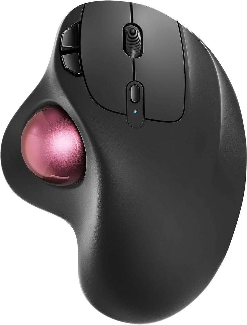 Nulea M501 Wireless Trackball Mouse, Rechargeable Ergonomic, Thumb-Controlled, Smooth Precision, 3-Device Connect (Bluetooth/USB), Fits PC, Laptop, Mac, WindowsDusty Pink