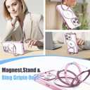 KPV for iPhone 13 Pro Case,3in1/Compatible with MagSafe/with 2X Front Case Protection/Invisible Magnetic Ring Metal Stand/Shockproof Military-Grade Protection(V-Rose Gold,Rotatable Stand)