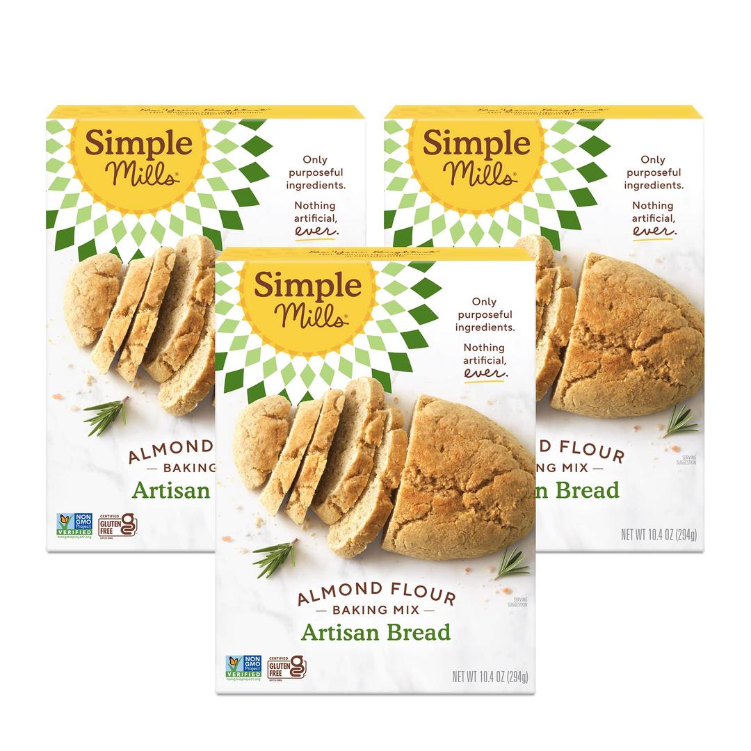 Simple Mills Almond Flour Baking Mix, Artisan Bread Mix - Gluten Free, Plant Based, Paleo Friendly, 10.4 Ounce (Pack of 3)BB : 11/20/2026