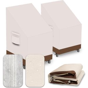 Heavy Duty Patio Chair Covers Waterproof Outdoor, 2 Pack 600D Patio Furniture Covers for Outdoor Rocking Swivel Adirondack Chairs, Lounge Deep Seat 28''W x 30''D x 24''H/ 32''H Beige Brown