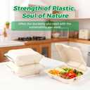 To Go Food Boxes with Lids - 8x8'' 50-Pack Biodegradable 3 Compartment Clamshell Take Out Containers, Disposable Carry Out Meal Prep Paper Containers For Lunch, Stackable, 100% Natural