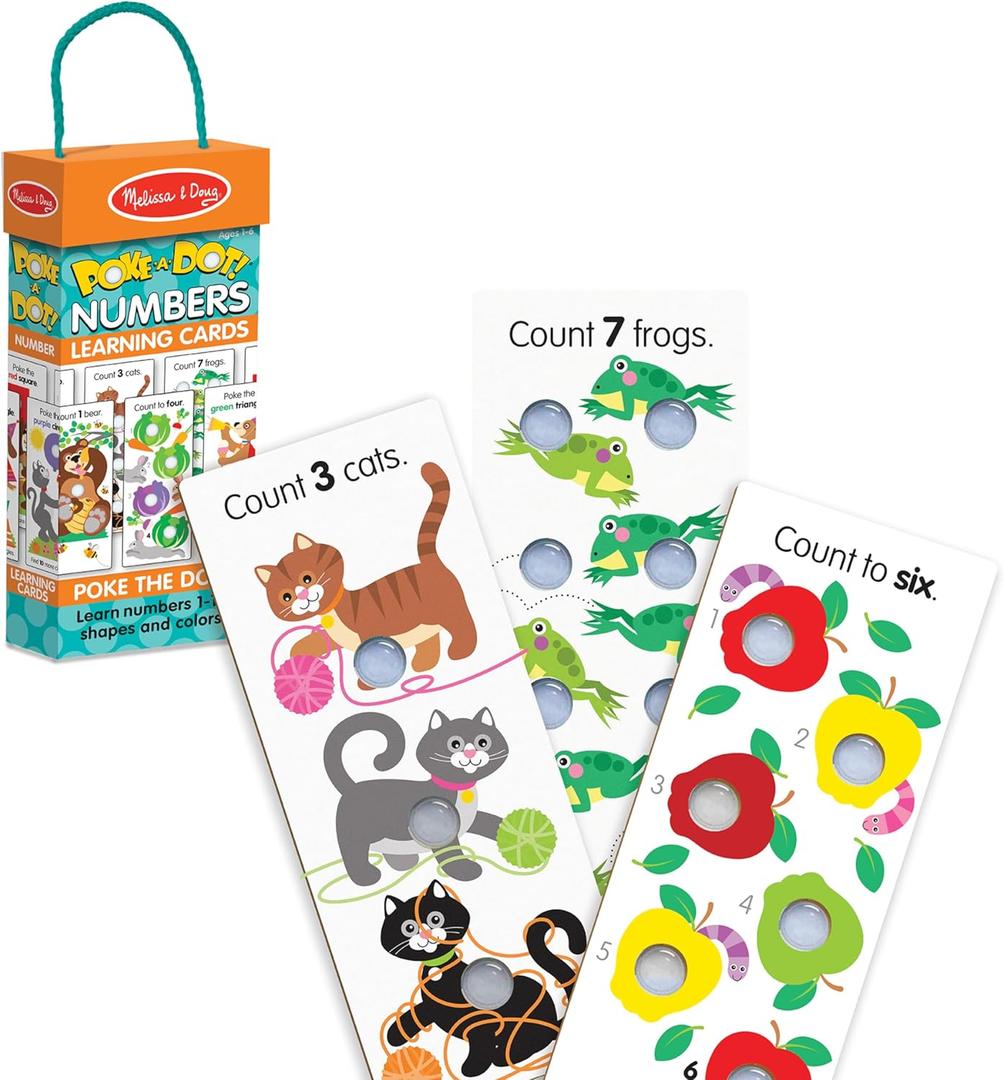 Melissa & Doug Poke-a-Dot! Numbers, Shapes & Colors Jumbo Learning Cards, 13 Double Sided Interactive Flash Cards, Educational Activities for Toddlers & Preschoolers, Ages 1+