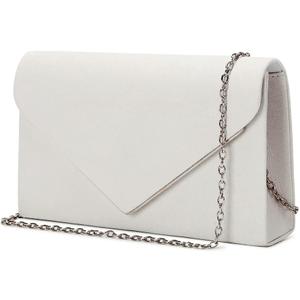 Women's Evening Clutch Small Crossbody Purse for Prom Classic Wedding Party Shoulder Bags, Suede White