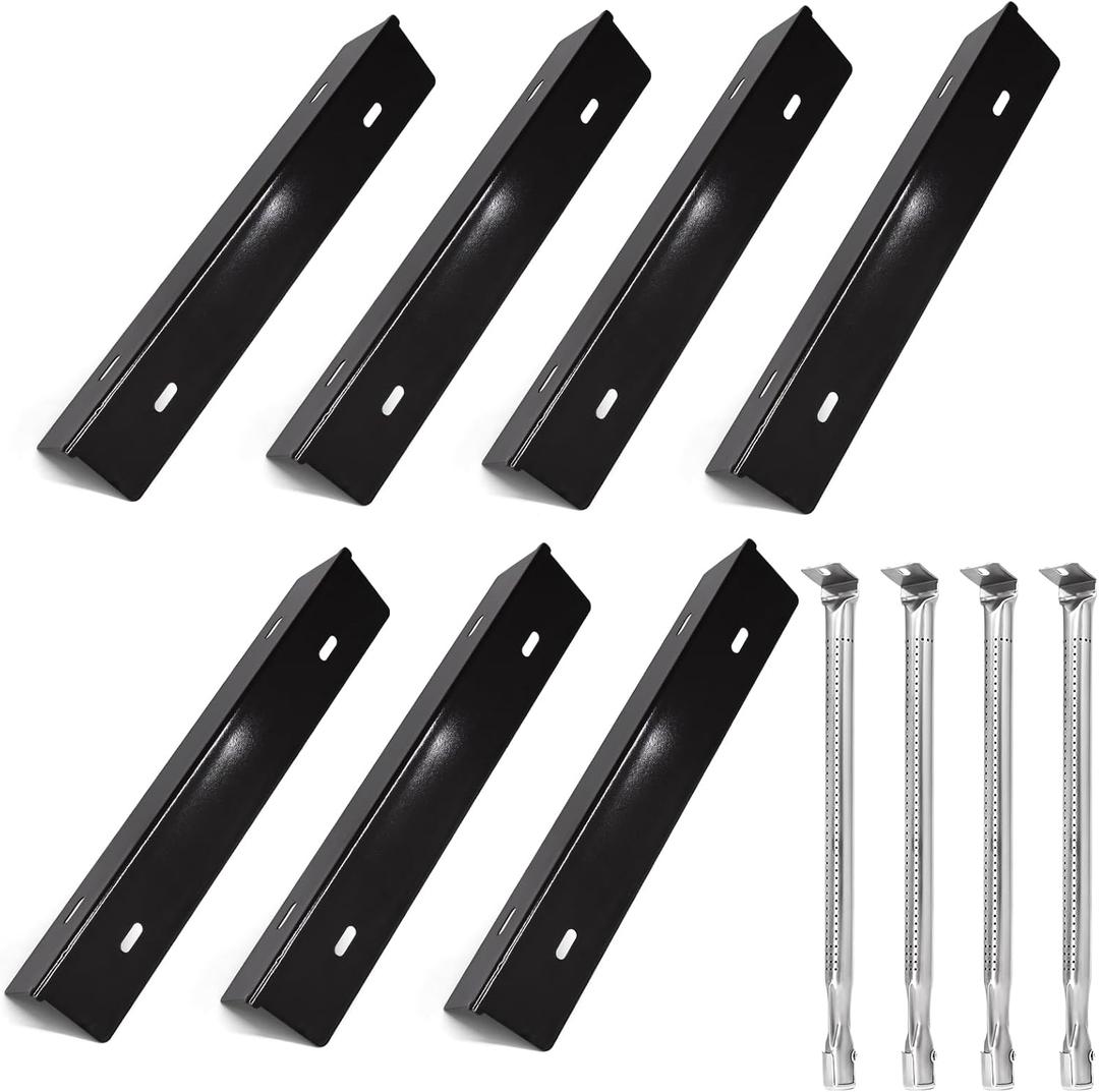 Hiorucet Grill Replacement Part Kit for Prestige 500 and Napoleon Grill Rogue Series, Porcelain Steel Heat Plate and Burner for Napoleon Gas Grill Parts P500RSIBPK-3, P500RSIBPSS-3, Prestige 500