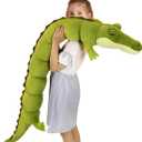 ELAINREN Large Realistic Crocodile Plush Giant Alligator Stuffed Animal Soft Green Crocodile Hugging Pillow Decor Gifts Xmas Birthday,47.2''