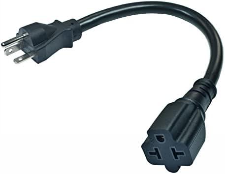 1Ft 20A AC Power Plug to 15A T-Blade Adapter Cable, 6-20P to 5-20R, 6-20P to 6-15R, 4 in 1 AC Adapter, 12AWG Heavy Duty Extension Cable for Air Conditioner Etc.