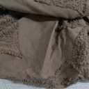 Brown Duvet Cover King Size - 3 Pieces Shabby Chic Tufted Leaf Bedding Set, Includes 1 Duvet Cover 104x90 Inches with 8 Corner Ties & 7 Buttons, 2 Pillow Shams, Boho Home Bedding