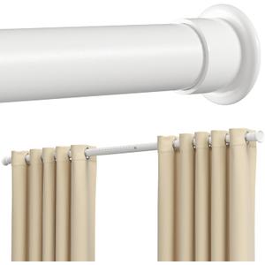 Tension Curtain Rod 64-120 Inches, Heavy Duty Tension Rod for Windows, No Drilling Adjustable Curtain Rod for Patio, Renter Friendly Pressure Curtain Rods for Room Divider, Outdoor, White