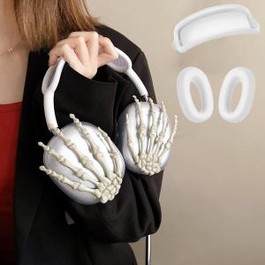 Clear Skull Case For AirPods Max Cover - 3 In 1 Cute Skeleton Hand Funny Headphones Case For AirPods Max Ear Cups Protector Cover Accessories With Sweat-Proof Silicone Ear Pad/Headband (Skeleton Hand)