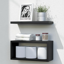 RICHER HOUSE Floating Shelves Bathroom, Black Floating Shelves for Wall, Above Toilet Bathroom Shelves, Wall Mounted Hanging Shelves for Bedroom, Kitchen, Living Room Decor - Black