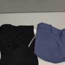 ODODOS High Waist Workout Shorts with Pockets for Women 6"/8" Inseam Tummy Control Gym Athletic Biker Shorts Black and Blue 2XL, Pack of 2