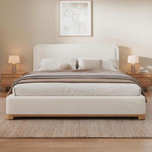 Merax Queen Size Boucle Bed Frame