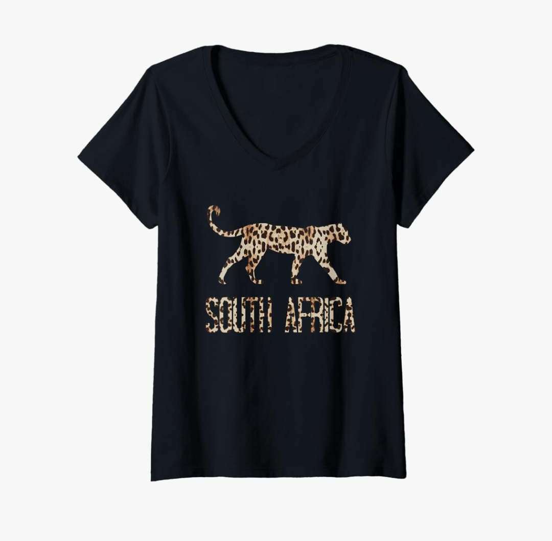 Womens South Africa Leopards Gift African Safari V-Neck T-Shirt XXL