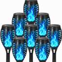 Solar Torch Flame Lights, Flickering Flame LED Waterproof Solar Garden Lights for Patio, Yard, Pathway, Landscape & Backyard Dcor (Blue-8 Pack)