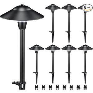 SUNVIE Low Voltage Pathway Lights Wired Path Light Outdoor 3W 1224V 3000K Waterproof Aluminum LED Landscape Lights with Connector for Garden Walkway Yard  ETL Listed Cord, 8 Pack