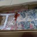 HomePop Upholstered Counter Height Barstool, 24-inch, Blue and Tan Jacobean