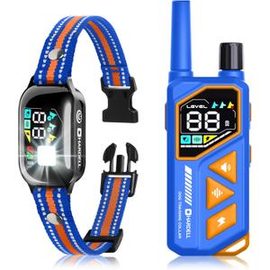 2-in-1 Dog Shock Collar and Bark Collar with Remote Control, Dog Training Collar Remote 3300FT, IPX7 Waterproof, Dog Shock Collar for Large Medium Small Size Dog, Dog Bark Collar with Flashing Light