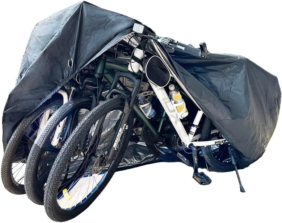 Bike Covers for 2 or 3 Bikes, 2XL Large Outdoor Waterproof Bicycle Covers with Lock Hole for Mountain Road Electric Bicycle Bikes