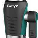 2WAYZ 0 Garden Hose Shut Off Valve - 3/4" Inlet & Outlet Heavy Duty Hose Connector - Full Metal Water Adapter with Large 1.6" Knob - 2.3 x 1.9 x 3.6 Inch Outdoor Fitting (Green and Black) (0 Straight (Premium))
