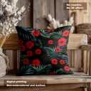 Black Flower Palm Leaves Throw Pillow Covers,Red Ethnic Style Cushion Cover Digital Blended Hidden Zipperl Decorative Pillowcases for Hair Skin Square 18X18 in 2 Pcs