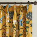 90 Inches Long Curtains 2 Panels for Living Room Bedroom Unique Elegant Colorful Floral Hummingbird Patterned Rustic Mustard Yellow Pinch Pleated Drapes for Classroom Room Office 40x90