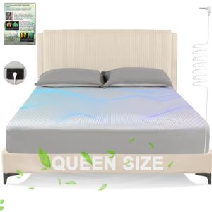 Grounding Sheets Queen Size, Earth Grounded Fitted Bed Sheet with 10% Pure Silver Fiber + 90% Organic Cotton, for Improved Sleep & Wellness (Gray, Queen - 80"x60"x15")