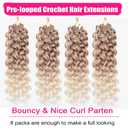 8 Packs Gogo Curl Crochet Hair 14 Inch Pre Looped Ocean Wave Hair Short Curly Bob Synthetic Hair Extensions Water Wave Crochet Braids Hair for Black Women (27/613)