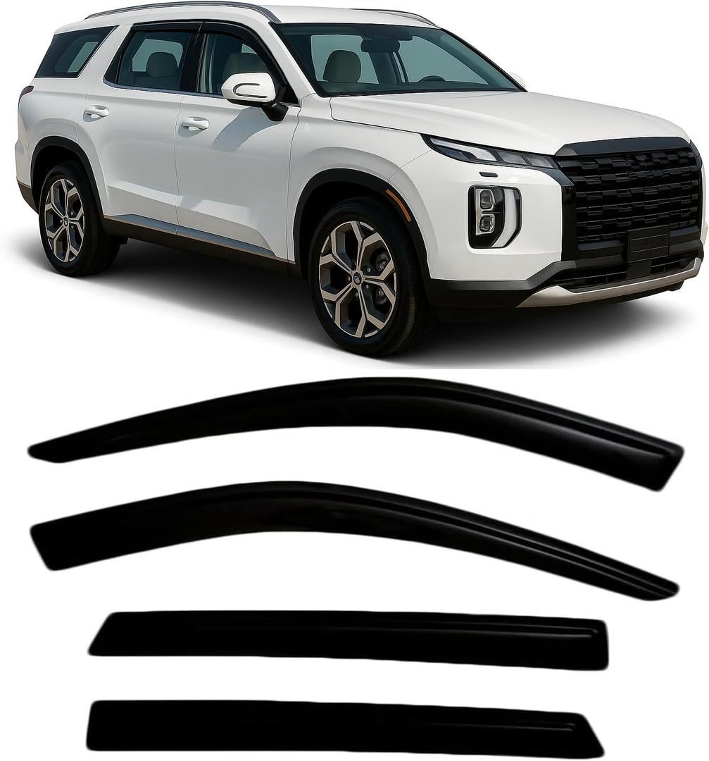 2020-2025 Tape-on Rain Guards for Hyundai Palisade Side Window Deflector Visors SE SEL XRT Limited Calligraphy Durable Tinted Vent Shade 2021 2022 2023 2024