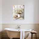 DEMCEAR Farmhouse Vintage Daisy Wall Art for Living Room, Rustic Retro Floral with Grey Brown Framed Canvas Wall Art for Bedroom Bathroom Office Home Decor, 16L x 12W Inches