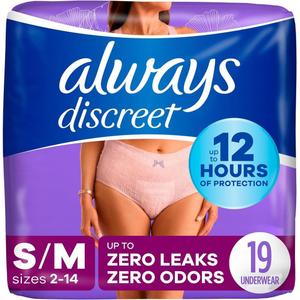 Always Discreet Max Small Underwear, 19 Count per Pack - 3 Per Case