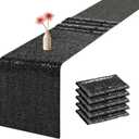 Sequin Table Runners 72 Inches Long Black Glitter Table Runner for Party, Wedding, Bridal Baby 6 Pcs, Black