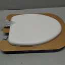 Mayfair Padded Toilet Seat with Chrome Hinges, Soft Vinyl over Wood Core Seat, Made in USA, Elongated, White