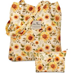 Aesthetic 2 Pack Corduroy Tote Bag - with Makeup Pouch Bag for Women Reusable Grocery Bag for Gym, Travel, Work Aesthetic 2 Pack Corduroy Tote Bag - with Makeup Pouch Bag for Women Reusable Grocery Bag for Gym, Travel, Work