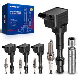 KAX Set of 4 Ignition Coil Pack & Iridium Spark Plugs w/Tool for Hyundai Elantra 15-20 Kona 18-21 Sonata 15 16 17 Veloster 19-21, Forte 17-23 Soul 20-22 Optima 16 18 19 20 2.0L UF816