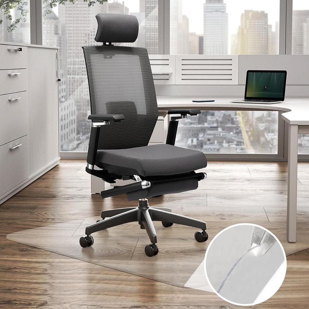 46"x60" Office Chair Mat for Hardwood Floor,Large Computer Chair Mat for Hard Floor, Large Anti-Slip Hard Floor Protector Rolling Desk Mat,PVC Office Floor Mat for Work,Home