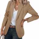 Cicy Bell Womens Casual Blazers Open Front Long Sleeve Work Office Suit Jackets Blazer (Large, Dark Khaki)