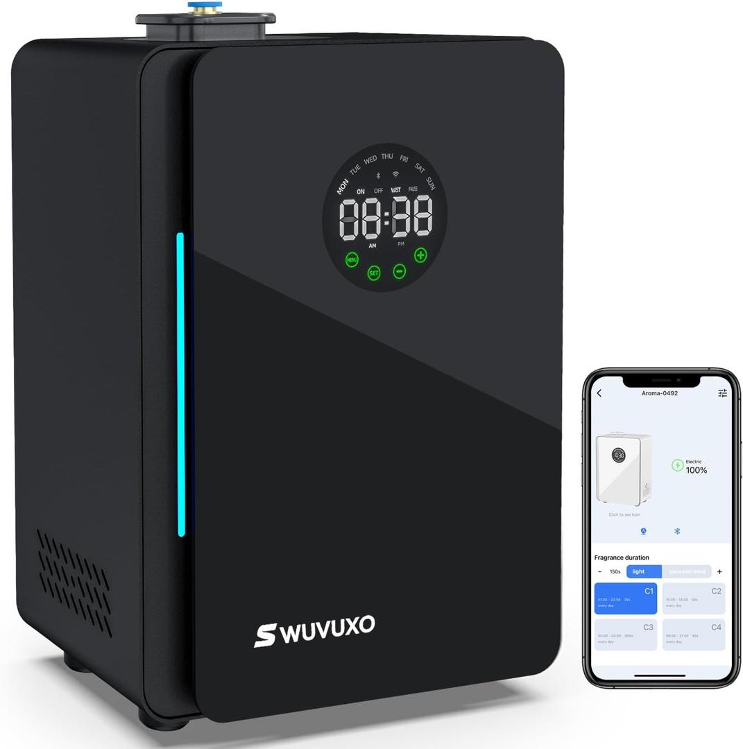 Hotel Scent Diffuser with Power Cold Air Technology, HVAC Scent Diffuser Cover Up to 3000 Sq. Ft, Aroma Scent Air Machine for Home | Commercial Waterless Aromatherapy Diffuser for Large Room - Black