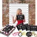 Deluxe Bachelorette Party Gift Box! Cloth Backdrop, 40 Unique Bachelorette Party Mugshots, Photo Booth Props Plus Game and Activity Instructions. Great for Girls Night Out, Stagette, Hen Parties!